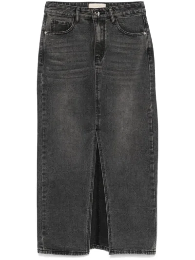 Kaos Denim Midi Skirt In Grey