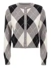 Kaos Diamond-pattern Button Cardigan In Gray