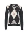 Kaos Diamond Pattern Sweater With Decorative Pin In Black