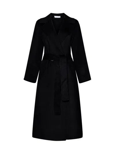 Kaos Double Breasted Belted Coat In Black