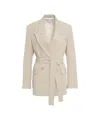 Kaos Double-breasted Blazer With Tailored Waist Belt In Neutrals