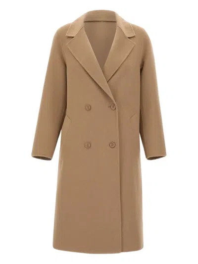 Kaos Double-breasted Logo Button Coat In Brown