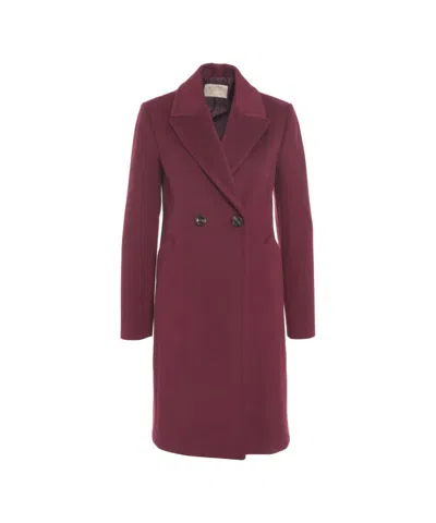 Kaos Double-breasted Structured Coat With Wide Lapels In Burgundy