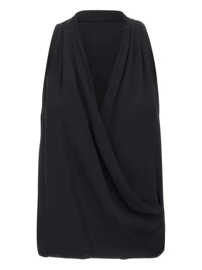 Kaos Draped-neckline Sleeveless Blouse In Black