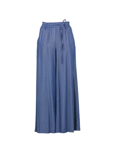 Kaos Drawstring Palazzo Pants In Blue