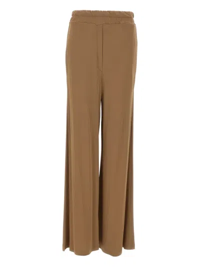 Kaos Elastic-waist Straight Trousers In Brown