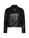 Kaos Long-sleeved Collared Leather Jacket In 블랙
