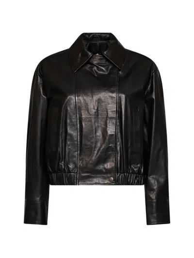 Kaos Elasticated Leather Jacket In 블랙
