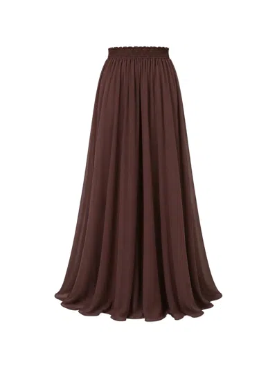 Kaos Elasticated-waistband Pleated Maxi Skirt In Brown
