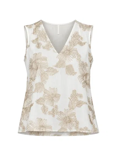 Kaos Embroidered Floral-print Top In White