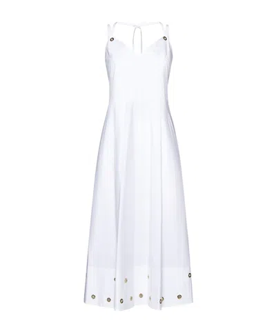 Kaos Eyelet Detail Midi Dress In White