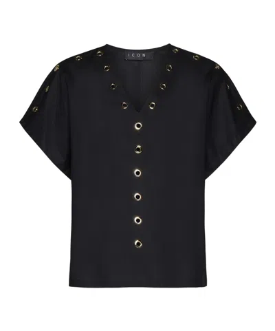 Kaos Eyelet Detail T-shirt In Black
