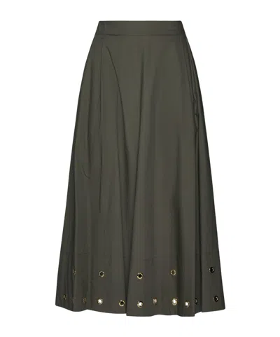 Kaos Eyelet Midi Skirt In Burgundy