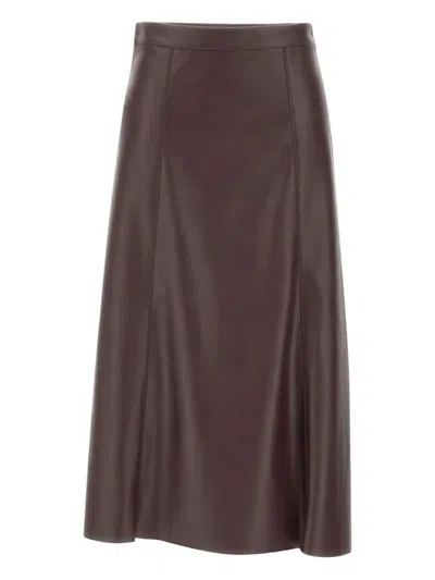 Kaos Faux-leather Skirt In Brown