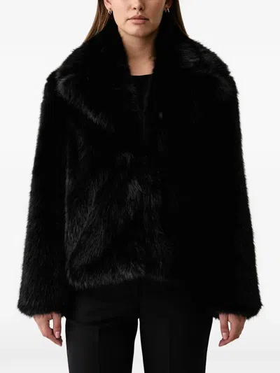 Kaos Faux-fur Shawl-lapels Jacket In Black