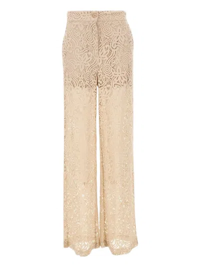 Kaos Floral-lace Trousers In Gold