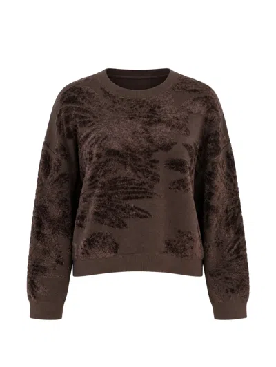 Kaos Floral-intarsia Dropped-shoulder Sweater In Brown