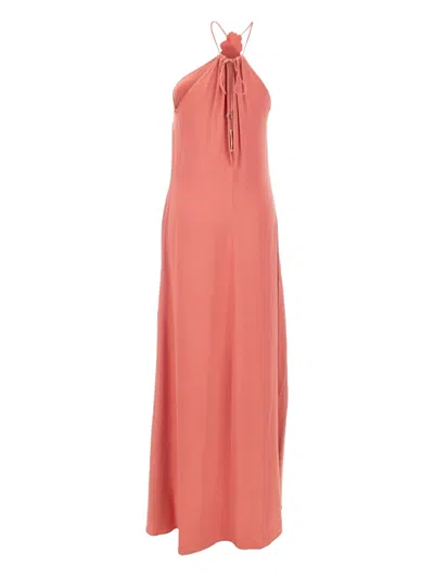 Kaos Flower-detail Halterneck Day Dress In Red