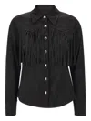 Kaos Fringe-detail Snap-button Shirt In Black