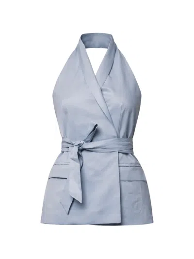 Kaos Halterneck Belted Vest In Blue