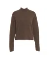 Kaos High-neck Knit Sweater With Fuzzy Texture In Brown