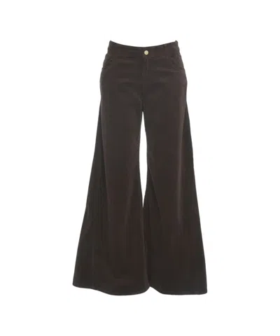 Kaos High-waist Wide-leg Trousers In Soft Corduroy In Multi