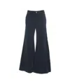 Kaos High-waisted Wide Leg Pants In Soft Corduroy Fabric In Blue