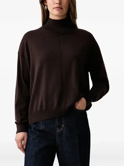 Kaos High-neck Seam-detail Sweater In Brown