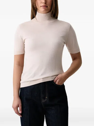 Kaos High-neck Short-sleeve Sweater In Nude