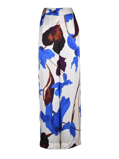 Kaos High-waisted Wide Leg Trousers With Multicolor Floral Print