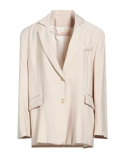 Kaos Jeans Woman Blazer Beige Size 10 Linen, Lyocell In Neutral
