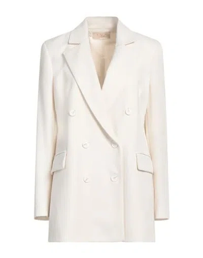 Kaos Jeans Woman Blazer Cream Size 8 Polyester, Viscose, Elastane In White