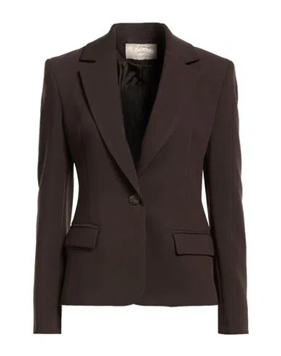Kaos Jeans Woman Blazer Dark Brown Size 12 Polyester, Viscose, Elastane