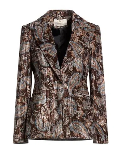 Kaos Jeans Woman Blazer Dark Brown Size 2 Polyester In Multi