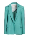 Kaos Jeans Woman Blazer Green Size 10 Linen, Viscose, Polyamide In Green