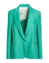Kaos Jeans Woman Blazer Green Size 10 Viscose, Linen, Polyester, Polyamide