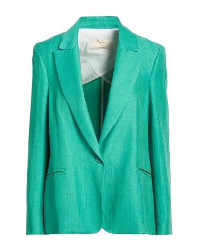 Kaos Jeans Woman Blazer Green Size 10 Viscose, Linen, Polyester, Polyamide