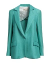 Kaos Jeans Woman Blazer Green Size 10 Linen, Viscose, Polyamide