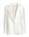 Kaos Jeans Woman Blazer Ivory Size 10 Linen, Viscose, Polyamide In White