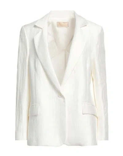 Kaos Jeans Woman Blazer Ivory Size 10 Linen, Viscose, Polyamide In White
