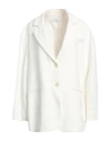 Kaos Jeans Woman Blazer Ivory Size 6 Viscose, Linen, Cotton In White