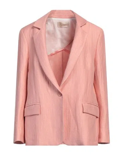 Kaos Jeans Woman Blazer Salmon Pink Size 6 Linen, Viscose, Polyamide In Salmon Pink
