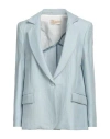 Kaos Jeans Woman Blazer Sky Blue Size 10 Linen, Viscose, Polyamide