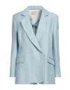 Kaos Jeans Woman Blazer Sky Blue Size 10 Linen, Viscose, Polyamide In Blue