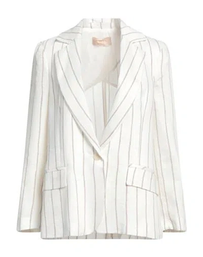 Kaos Jeans Woman Blazer White Size 6 Linen, Polyamide