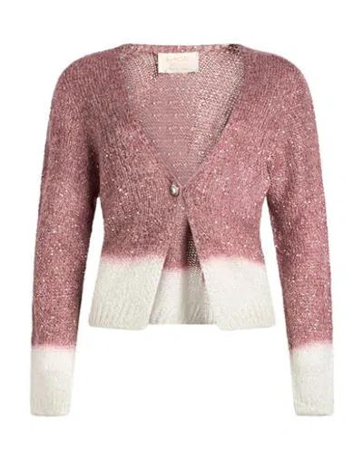 Kaos Jeans Woman Cardigan Antique Rose Size Xs Polyamide, Acrylic, Polyester, Mohair Wool, Wool In Multi