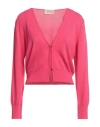 Kaos Jeans Woman Cardigan Fuchsia Size L Viscose, Polyamide In Pink