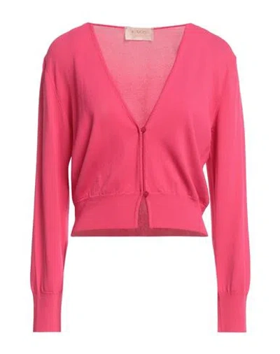 Kaos Jeans Woman Cardigan Fuchsia Size L Viscose, Polyamide In Pink