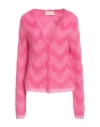 Kaos Jeans Woman Cardigan Fuchsia Size S Polyamide, Acrylic, Mohair Wool In Pink