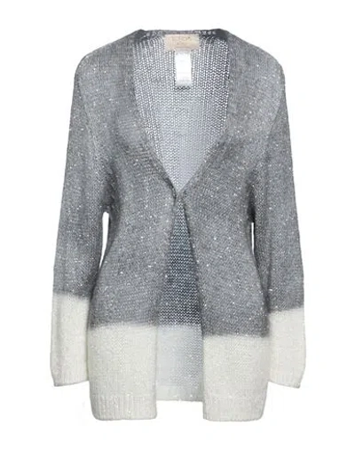 Kaos Jeans Woman Cardigan Grey Size Xl Polyamide, Acrylic, Polyester, Mohair Wool, Wool In Gray